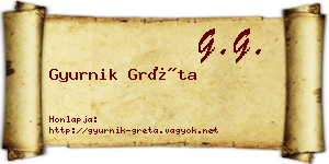 Gyurnik Gréta névjegykártya
